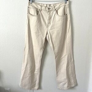 Urban Outfitters BDG Size 32 Wide Leg Cream Denim Jeans Five Pocket 90s Bootcut